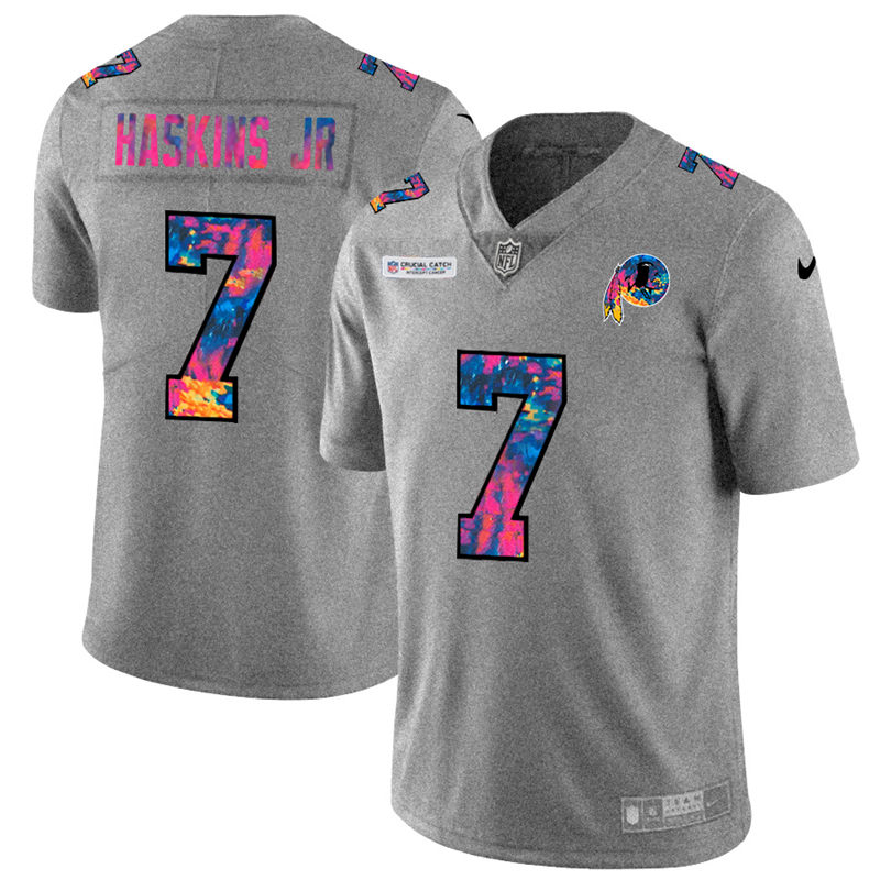 NFL Washington Redskins #7 Dwayne Haskins Jr Men Nike MultiColor 2020  Crucial Catch  Jersey Grey